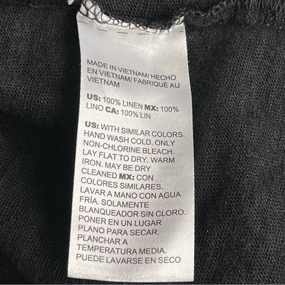 Chico’s Easy Tie Front Linen Tee Top Women’s Size 4 US XXL Black - Picture 9 of 9